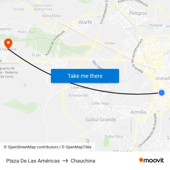Plaza De Las Américas to Chauchina map