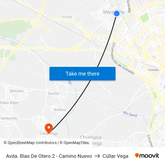 Avda. Blas De Otero 2 - Camino Nuevo to Cúllar Vega map
