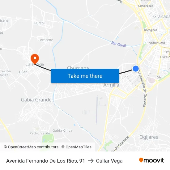 Avenida Fernando De Los Rios, 91 to Cúllar Vega map