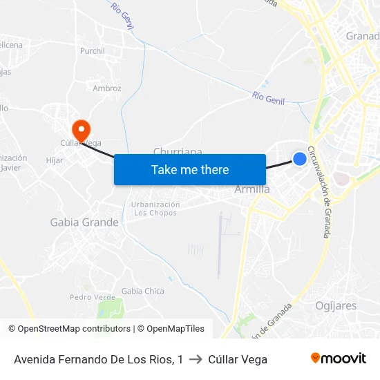 Avenida Fernando De Los Rios, 1 to Cúllar Vega map