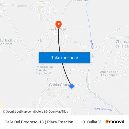 Calle Del Progreso, 13  ( Plaza Estación De Tranvias) to Cúllar Vega map
