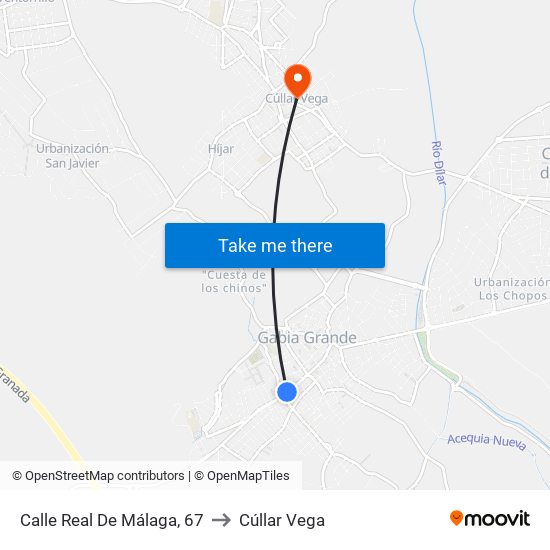 Calle Real De Málaga, 67 to Cúllar Vega map