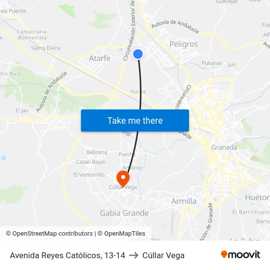 Avenida Reyes Católicos, 13-14 to Cúllar Vega map