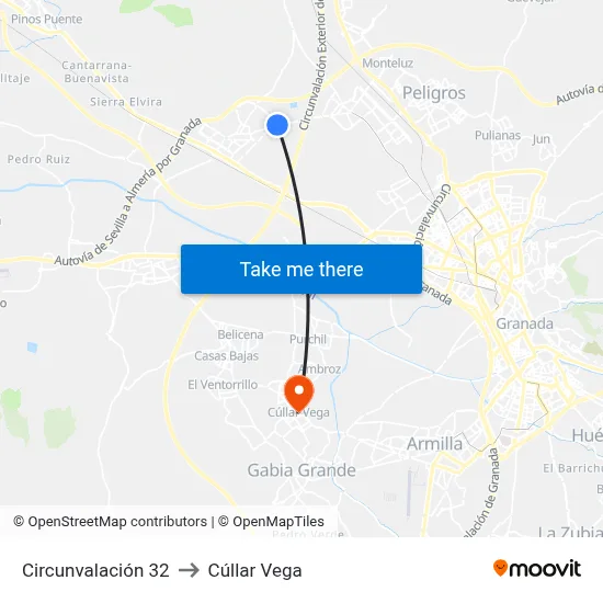 Circunvalación 32 to Cúllar Vega map