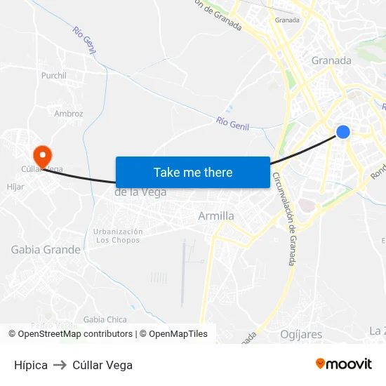 Hípica to Cúllar Vega map