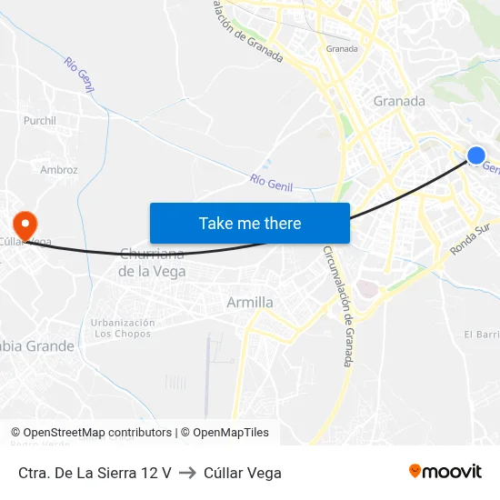 Ctra. De La Sierra 12 V to Cúllar Vega map