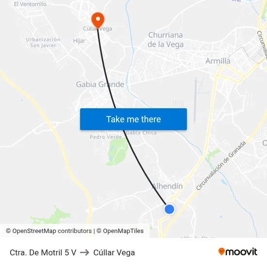 Ctra. De Motril 5 V to Cúllar Vega map