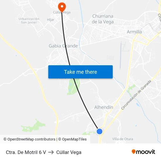 Ctra. De Motril 6 V to Cúllar Vega map
