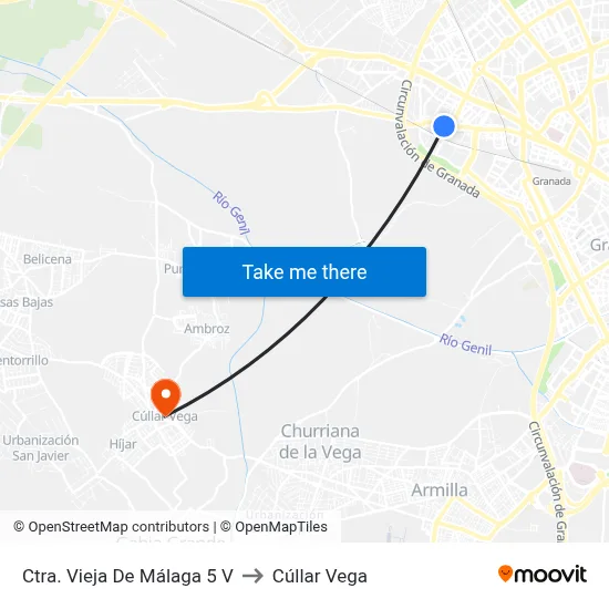 Ctra. Vieja De Málaga 5 V to Cúllar Vega map