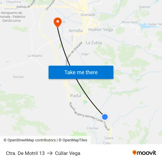 Ctra. De Motril 13 to Cúllar Vega map