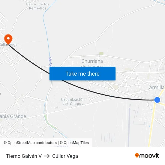 Tierno Galván V to Cúllar Vega map