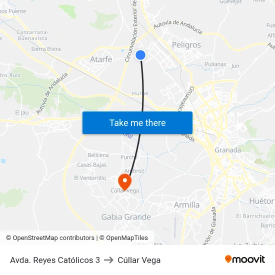 Avda. Reyes Católicos 3 to Cúllar Vega map