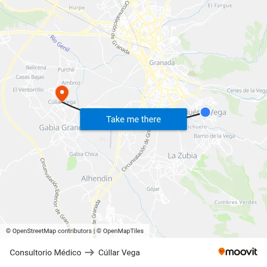 Consultorio Médico to Cúllar Vega map