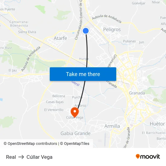 Real to Cúllar Vega map