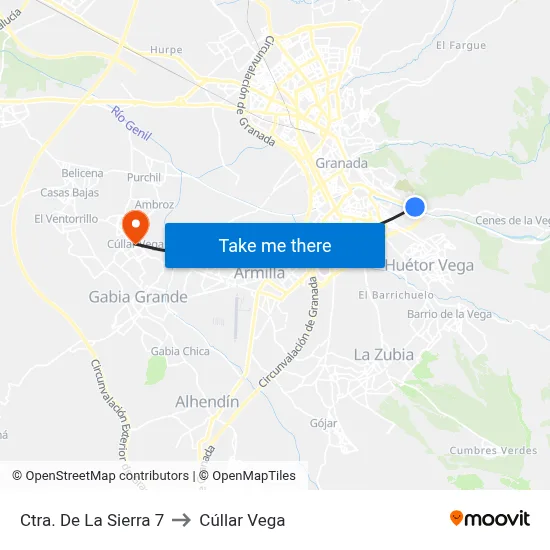 Ctra. De La Sierra 7 to Cúllar Vega map