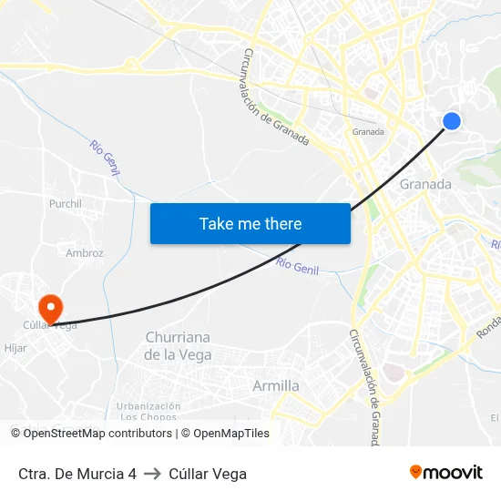 Ctra. De Murcia 4 to Cúllar Vega map