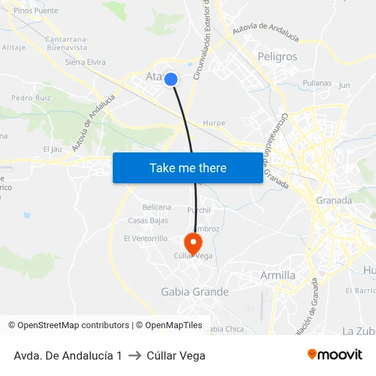Avda. De Andalucía 1 to Cúllar Vega map