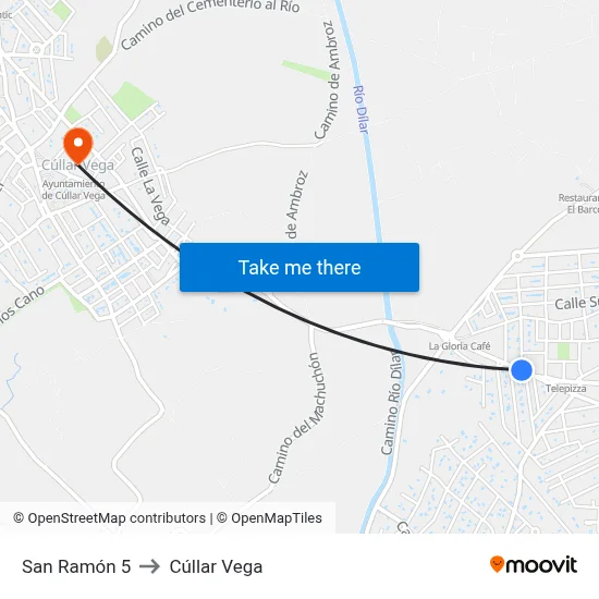 San Ramón 5 to Cúllar Vega map