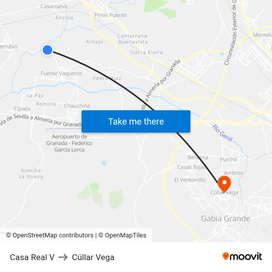 Casa Real V to Cúllar Vega map