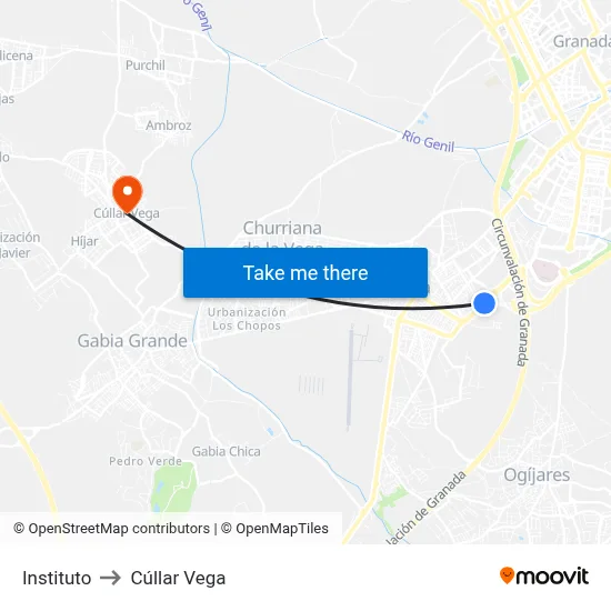Instituto to Cúllar Vega map
