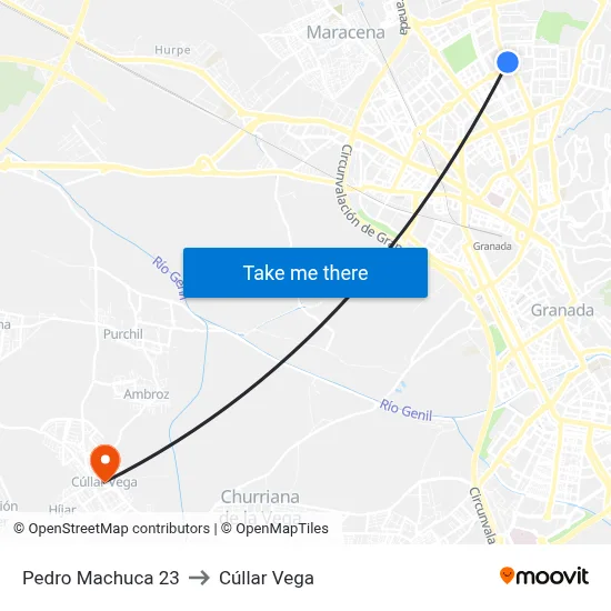 Pedro Machuca 23 to Cúllar Vega map