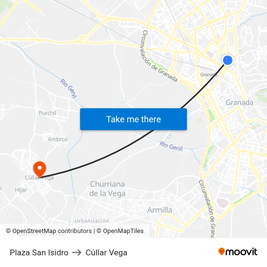 Plaza San Isidro to Cúllar Vega map