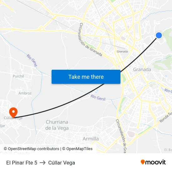 El Pinar Fte 5 to Cúllar Vega map