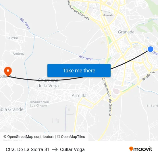 Ctra. De La Sierra 31 to Cúllar Vega map