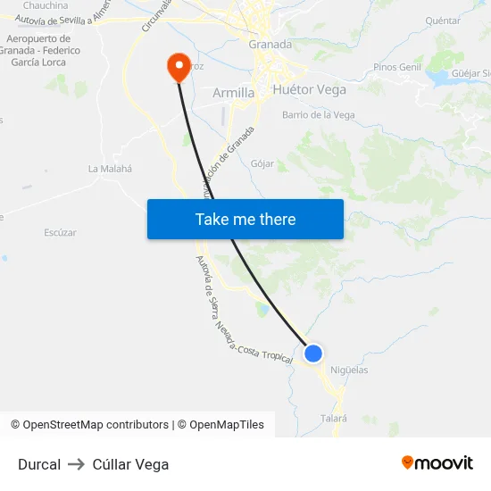 Durcal to Cúllar Vega map