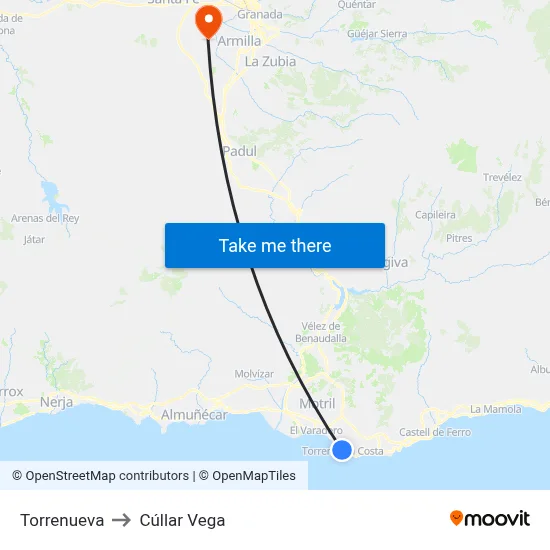 Torrenueva to Cúllar Vega map