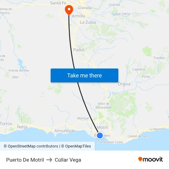 Puerto De Motril to Cúllar Vega map