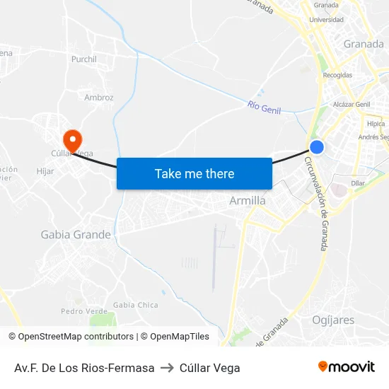 Av.F. De Los Rios-Fermasa to Cúllar Vega map