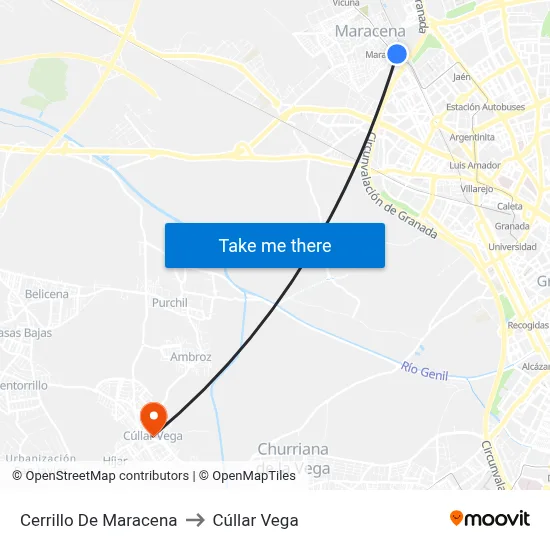 Cerrillo De Maracena to Cúllar Vega map