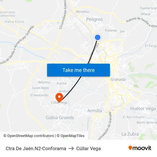 Ctra De Jaén.N2-Conforama to Cúllar Vega map