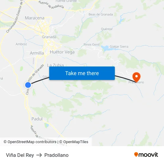 Viña Del Rey to Pradollano map