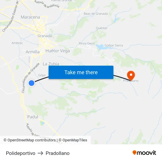 Polideportivo to Pradollano map