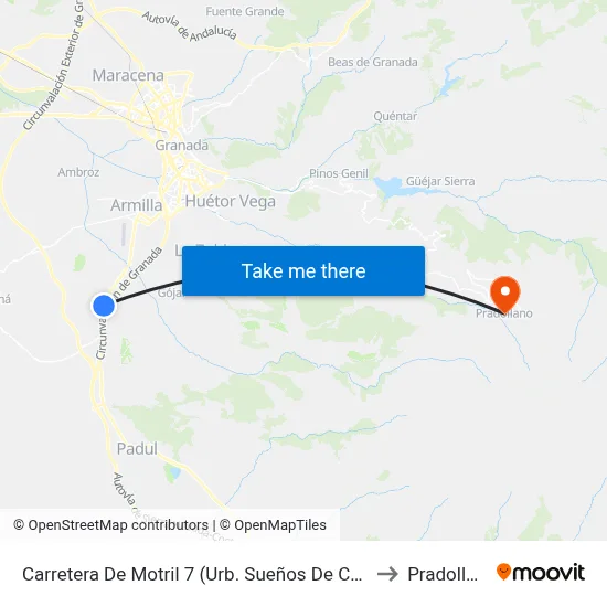 Carretera De Motril 7 (Urb. Sueños De Cadima) to Pradollano map
