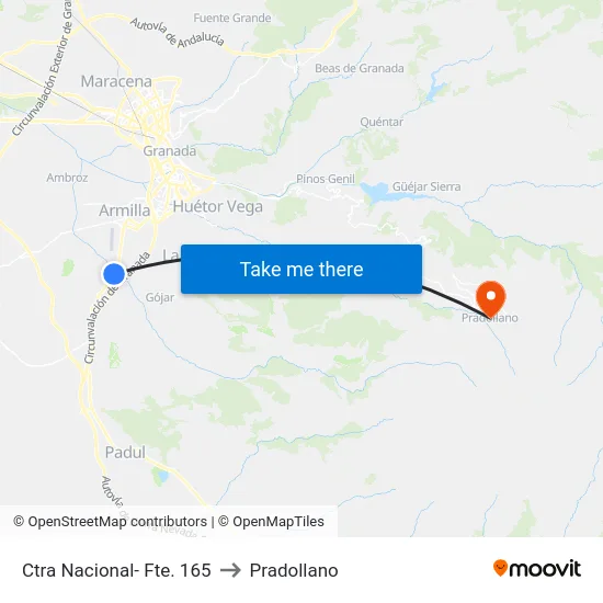Ctra Nacional- Fte. 165 to Pradollano map