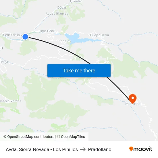Avda.  Sierra Nevada - Los Pinillos to Pradollano map