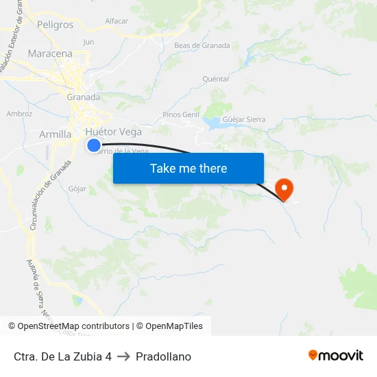 Ctra. De La Zubia 4 to Pradollano map