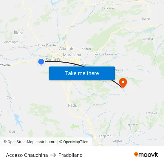 Acceso Chauchina to Pradollano map