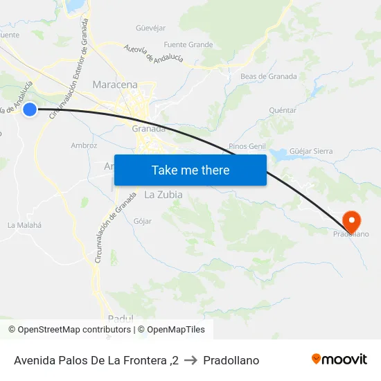 Avenida Palos De La Frontera ,2 to Pradollano map