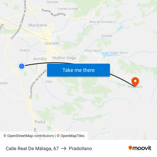 Calle Real De Málaga, 67 to Pradollano map