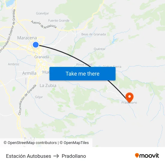 Estación Autobuses to Pradollano map
