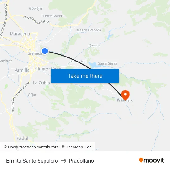 Ermita Santo Sepulcro to Pradollano map