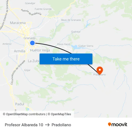 Profesor Albareda 10 to Pradollano map