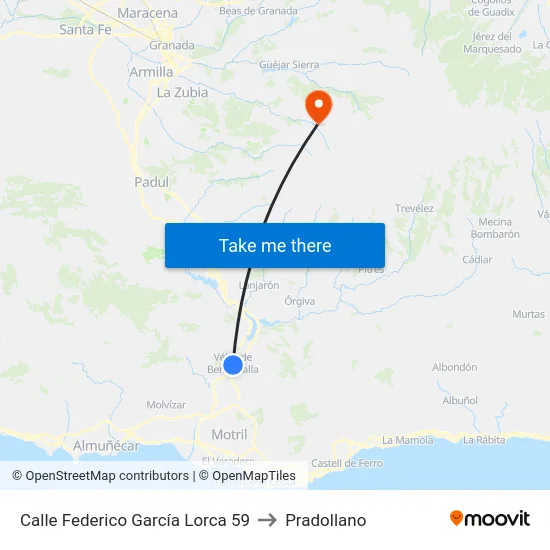 Calle Federico García Lorca 59 to Pradollano map