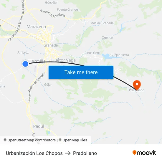 Urbanización Los Chopos to Pradollano map