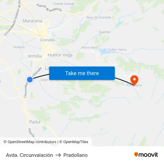 Avda. Circunvalación to Pradollano map