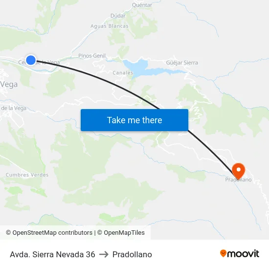 Avda. Sierra Nevada 36 to Pradollano map